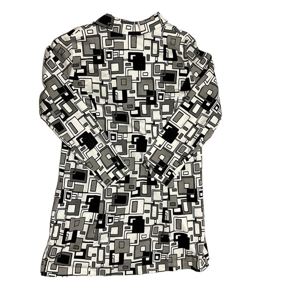 VTG GEOMETRIC PATTERN JACKET SIZE M BLACK WHITE CACTUS FLOWER USA MADE WOMENS - Picture 3 of 3